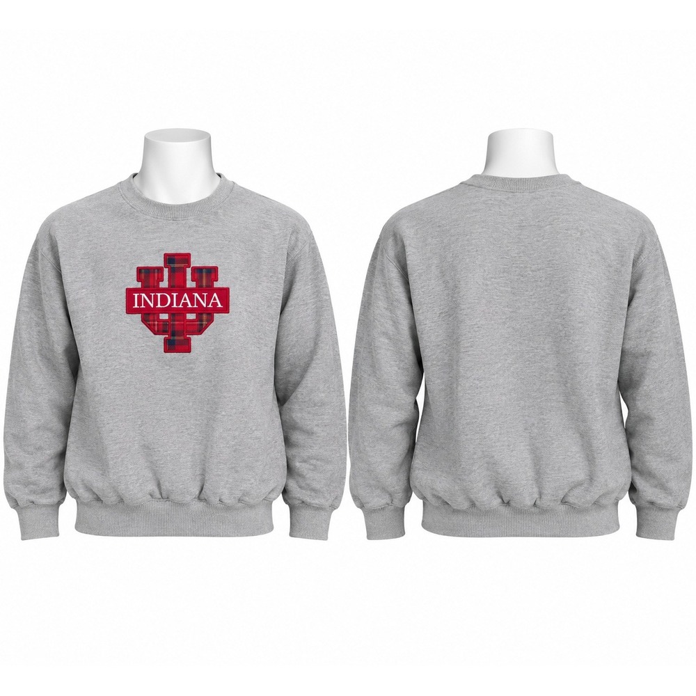 Crable Sportswear Indiana University Hoosiers Plaid Logo Sweatshirt Mens Large
